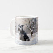 Mug Miniature Schnauzer Qu'il neige Noël (Devant gauche)
