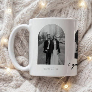 Mug Minimal 3 ans de mariage 3 Photos de couple en arc