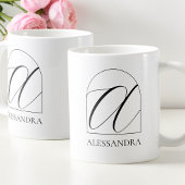 Mug Minimal Arch Black Script Initial A Name Monogram