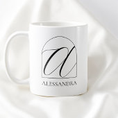 Mug Minimal Arch Black Script Initial A Name Monogram