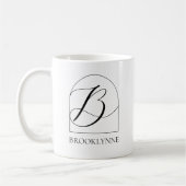 Mug Minimal Arch Black Script Initial B Name Monogram (Gauche)