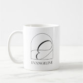 Mug Minimal Arch Black Script Initial E Name Monogram (Gauche)