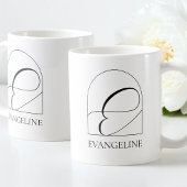 Mug Minimal Arch Black Script Initial E Name Monogram
