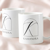 Mug Minimal Arch Black Script Initial K Name Monogram