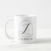 Mug Minimal Arch Black Script Initial L Name Monogram (Gauche)