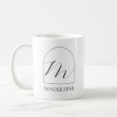 Mug Minimal Arch Black Script Initial M Name Monogram (Gauche)