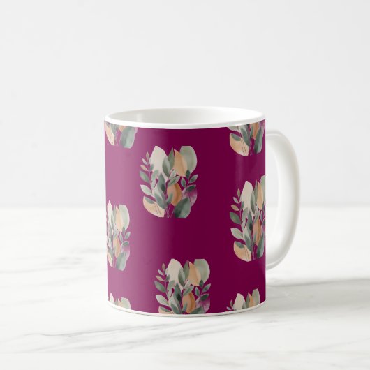 Mug Minimal Botanical Leaf Pattern (Devant droit)
