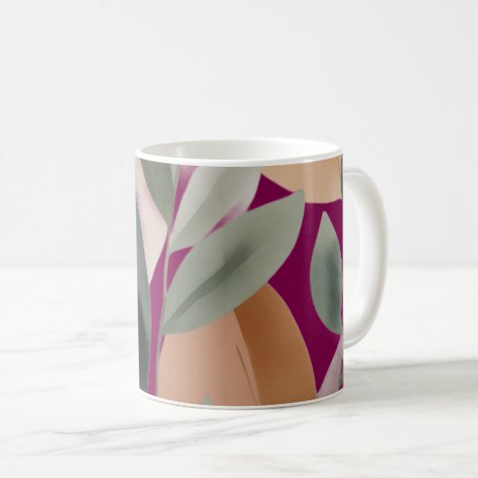 Mug Minimal Botanical Leaf Pattern (Devant droit)