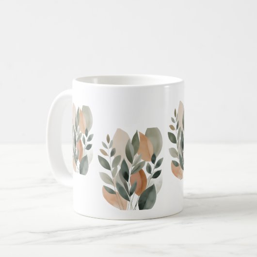 Mug Minimal Botanical Leaf Pattern (Devant gauche)