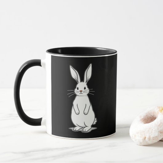 Mug Minimal Bunny Line Art – Easter Design - caneca (Avec donut)