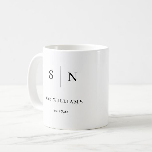 Mug Minimal et chic | Couples Mariage Monogramme (Devant gauche)
