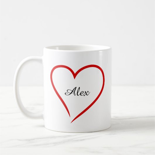 Mug Minimal Heart with Custom Name – Personalized  (Gauche)