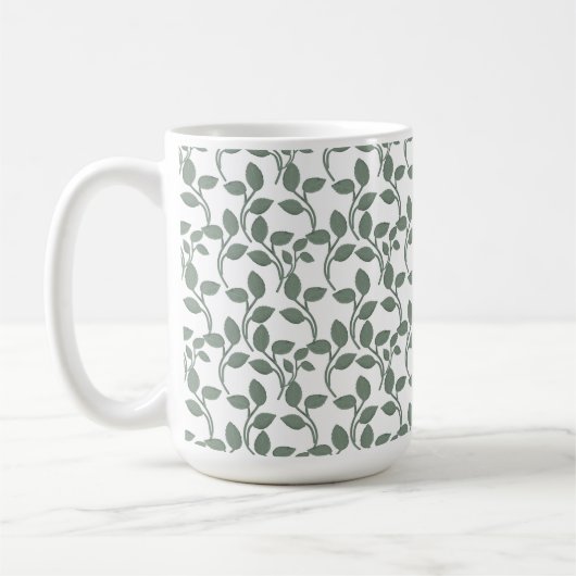 Mug Minimal Leaf Seamless Pattern | Elegant Botanical  (Gauche)