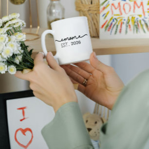 Mug Minimal Mom Établie Nom Manuscrit Année
