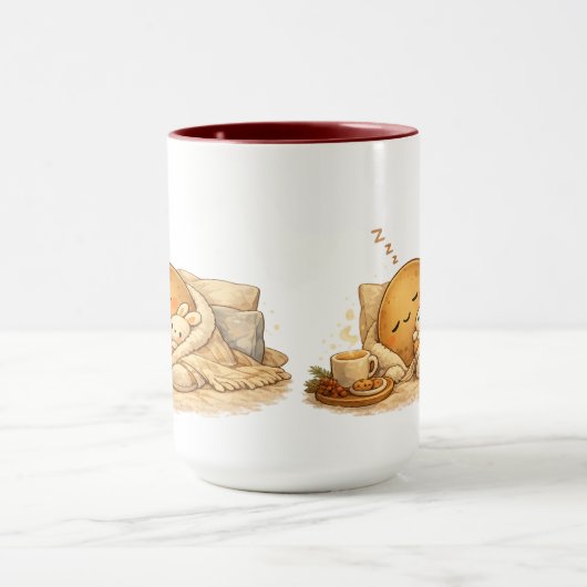 Mug Minimal Napping Potato Soft Brown Line Art (Centre)