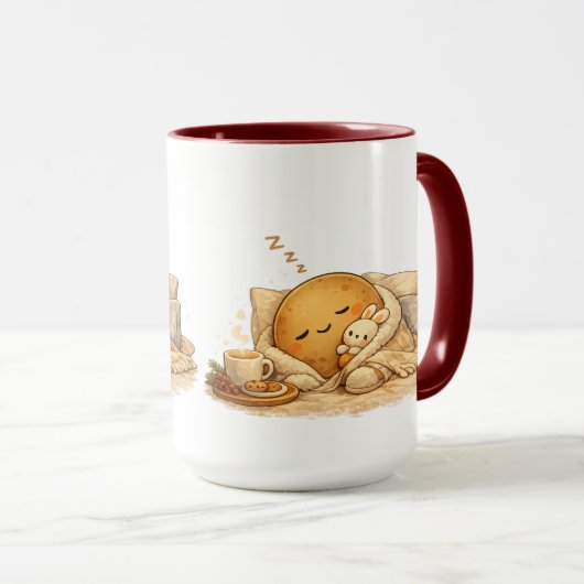 Mug Minimal Napping Potato Soft Brown Line Art (Devant droit)