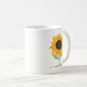 Mug Minimal Rustic Sunflower Personalized Name Script (Devant droit)