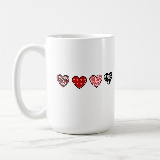 Mug minimal valentine hearts / “cute love pattern” (Gauche)