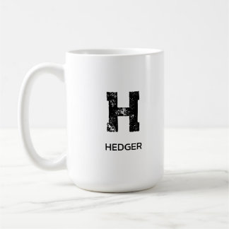 MUG MINIMALIST BLACK ONE LETTER MONOGRAM NAME WHITE