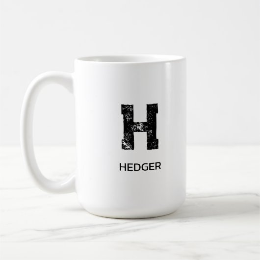 MUG MINIMALIST BLACK ONE LETTER MONOGRAM NAME WHITE (Gauche)