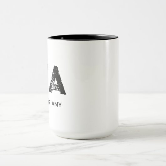 MUG MINIMALIST BLACK THREE LETTER MONOGRAM NAME WHITE (Centre)