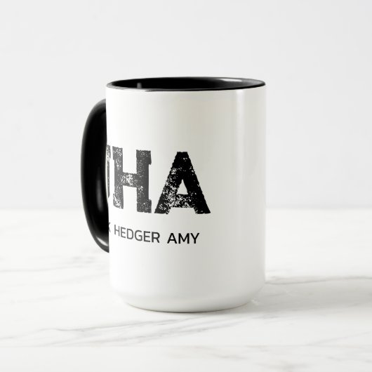 MUG MINIMALIST BLACK THREE LETTER MONOGRAM NAME WHITE (Devant gauche)