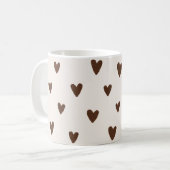 Mug Minimalist Brown Hearts Pattern | Aesthetic Neutra (Devant gauche)