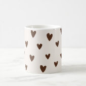 Mug Minimalist Brown Hearts Pattern | Aesthetic Neutra (Centre)