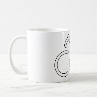 Mug Minimalist Cat Typography Design – Modern Line Art