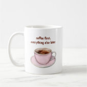 Mug Minimalist Coffee First Quote Pink Cup Aesthetic (Gauche)