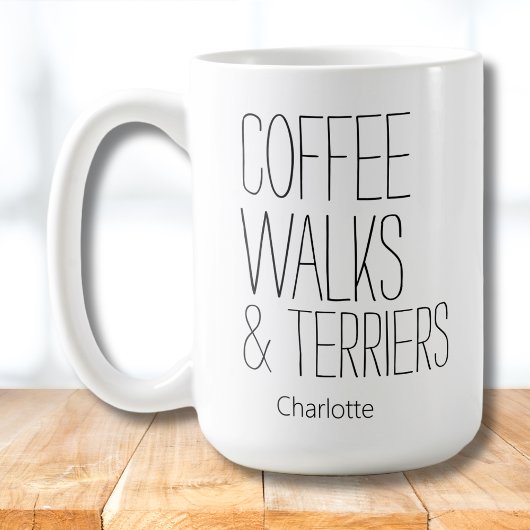 Mug Minimalist Coffee Walks & Terriers Ajouter un nom