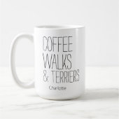 Mug Minimalist Coffee Walks & Terriers Ajouter un nom (Gauche)