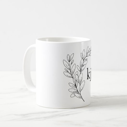 Mug Minimalist Foliage Monogram  (Devant gauche)