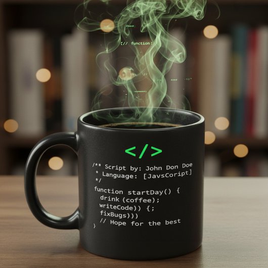 Mug Minimalist function startDay() Developer Joke 