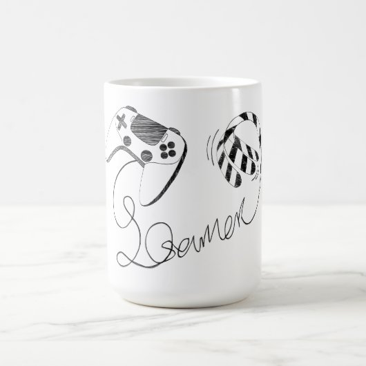 Mug Minimalist Gamer Cat Line Art - Controller Cable  (Centre)