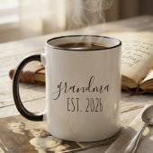 Mug Minimalist Grandma Est Year Elegant Script Design