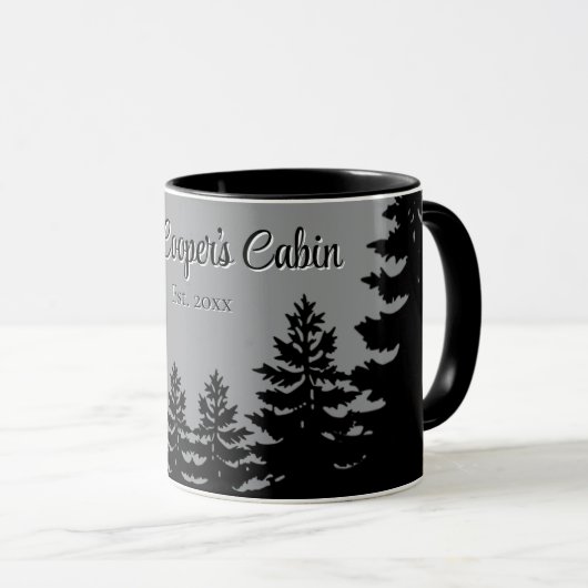 Mug Minimalist gray black pine tree silhouette (Devant droit)