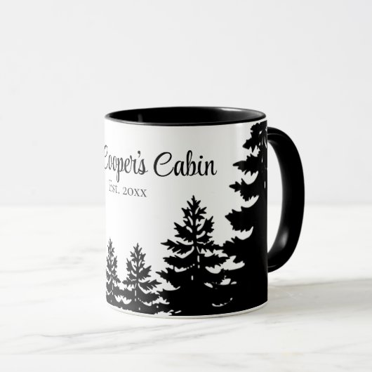 Mug Minimalist gray black pine tree silhouette (Devant droit)
