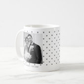 Mug Minimalist Gray Hearts Custom Wedding Two Photos (Devant gauche)