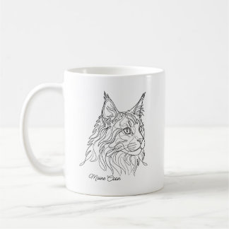 Mug Minimalist Maine Coon Line Drawing Custom Pet Name