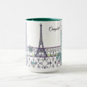 Mug Minimalist Paris Window View Personalized Coffee (Centre)