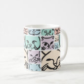 Mug Minimalist Pastel Cat Faces (Devant droit)