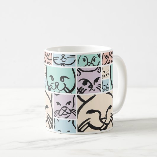 Mug Minimalist Pastel Cat Faces (Devant droit)