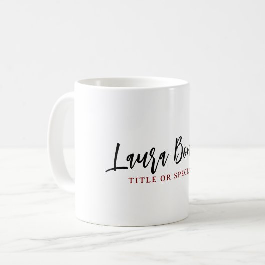 Mug Minimalist Professional Handwrite Plain Name Title (Devant gauche)