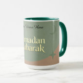 Mug Minimalist Ramadan Mubarak | Gold & Sage (Devant droit)