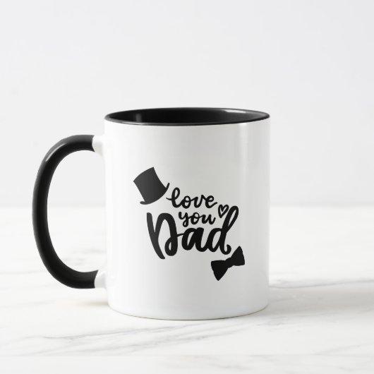 Mug Minimalist Stylish Monochrome Love You Dad Classy (Gauche)