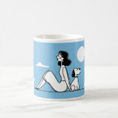 Mug Minimalist Woman and Dog Illustration (Centre)