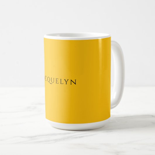 Mug Minimalist Yellow Orange Plain Elegant Modern Name (Devant droit)