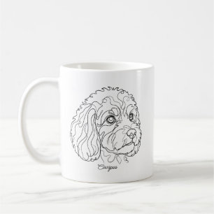 Mug Minimaliste Cavapoo Cavoodle monochrome en dessin