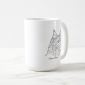 Mug Minimaliste Chat Maine Coon Monochrome Art Linéair (Devant droit)
